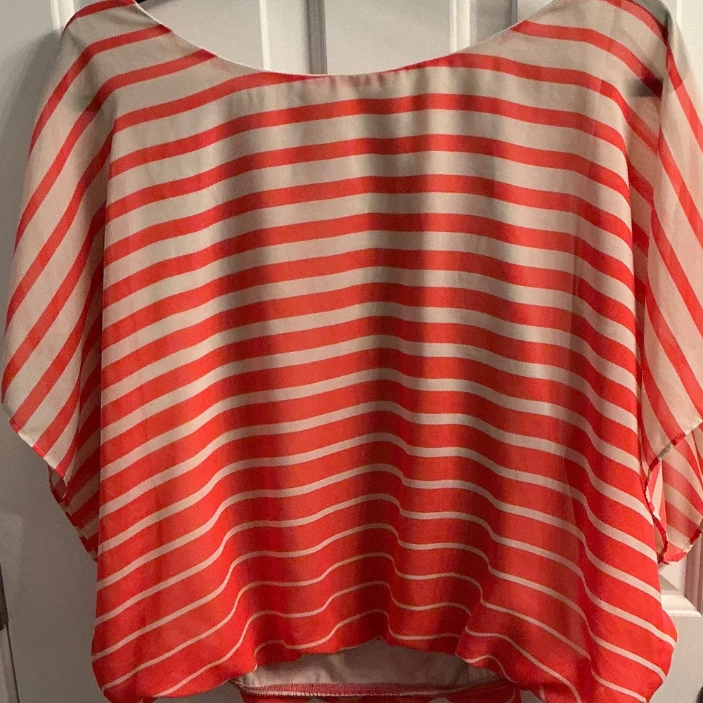 BCX women’s orange and beige cropped blouse attached lining size M - Picture 5 of 7